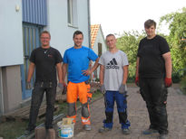 Die Mitarbeiter der Firma Erdbau Müller, Poppenhausen nach getaner Arbeit